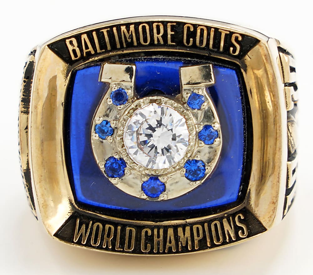 1970 Johnny Unitas Baltimore Colts Super Bowl V Championship 10k Gold Salesman's Sample Ring