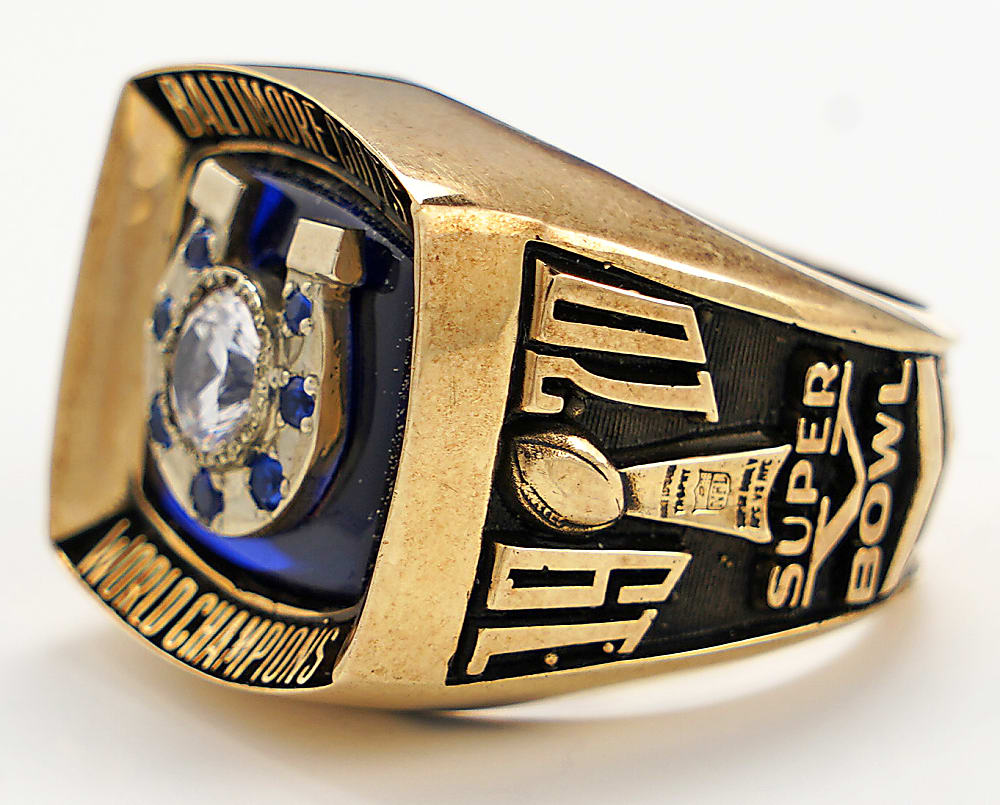 1970 Johnny Unitas Baltimore Colts Super Bowl V Championship 10k Gold Salesman's Sample Ring