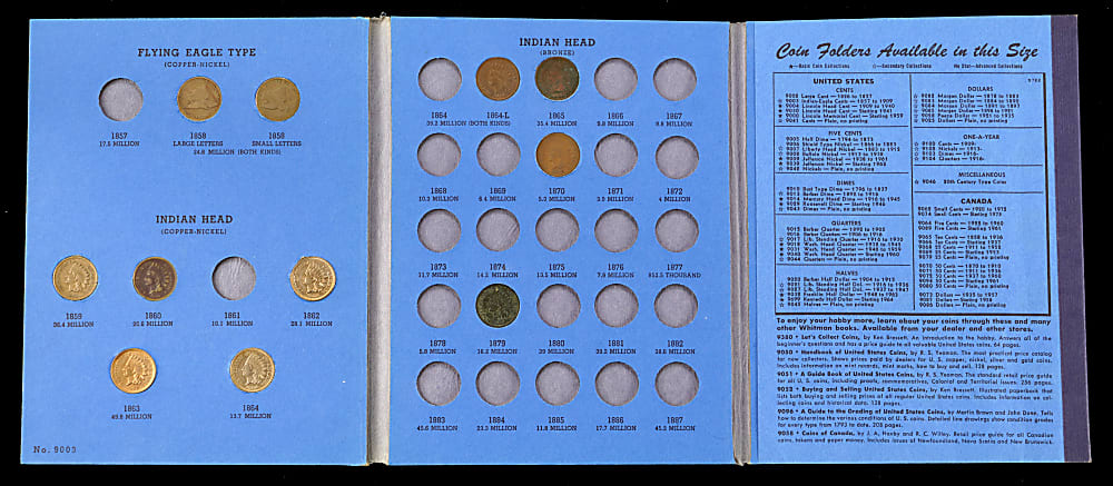 1857-1909 Indian Head/Flying Eagle Cent Partial Set (30/58) with 1908-S & 1909-S