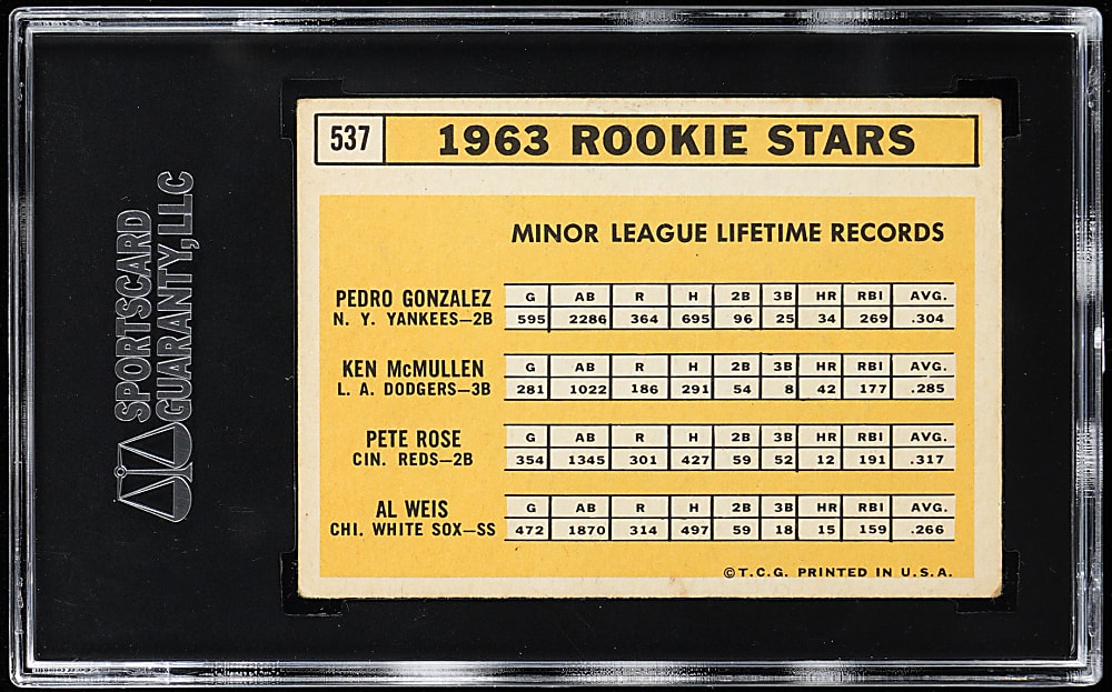 1963 Topps #537 Pete Rose Rookie SGC VG/EX 4