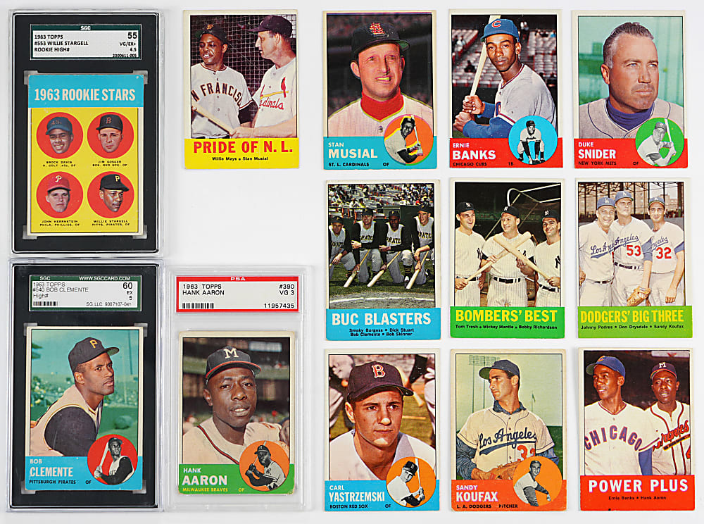 1963 Topps Near Set (570/576) with 3 Graded Plus 6 Variations - 576 Total Cards
