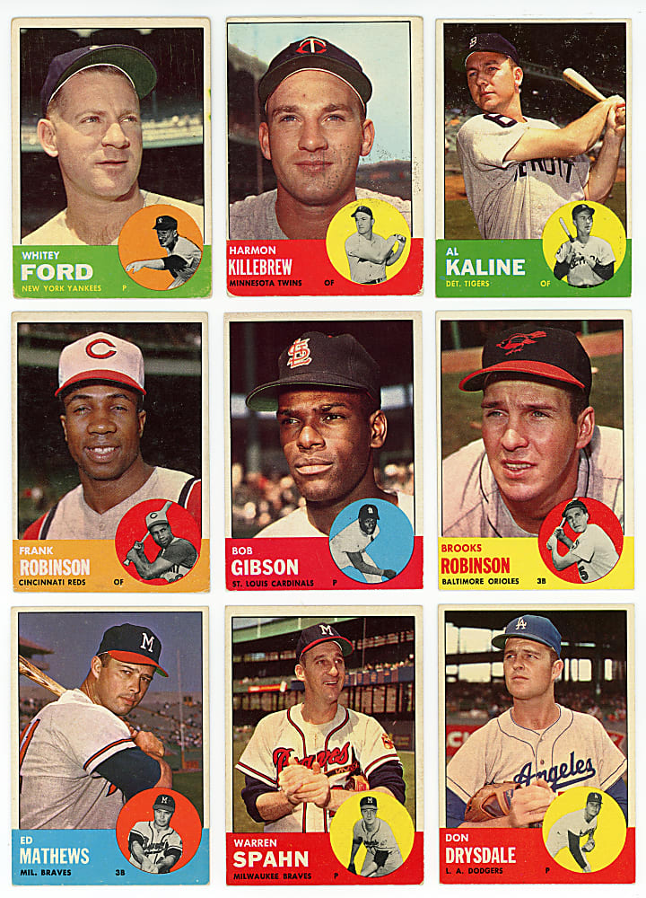 1963 Topps Near Set (570/576) with 3 Graded Plus 6 Variations - 576 Total Cards