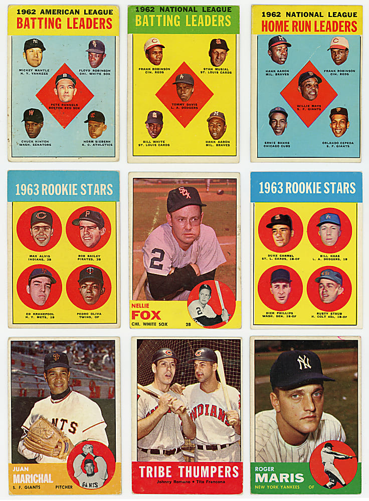 1963 Topps Near Set (570/576) with 3 Graded Plus 6 Variations - 576 Total Cards