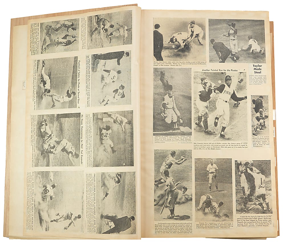 1940s-1960s Philadelphia Phillies Oversized Scrapbook with Sliding Play Emphasis - Loaded with Hall of Famers