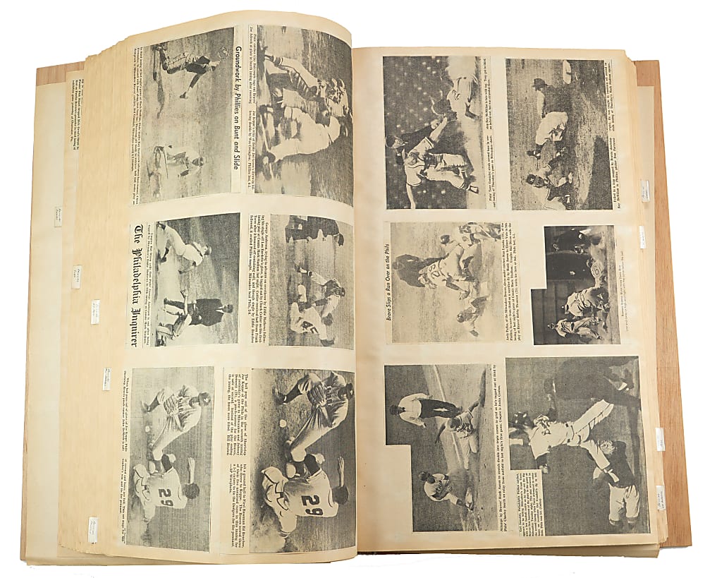 1940s-1960s Philadelphia Phillies Oversized Scrapbook with Sliding Play Emphasis - Loaded with Hall of Famers