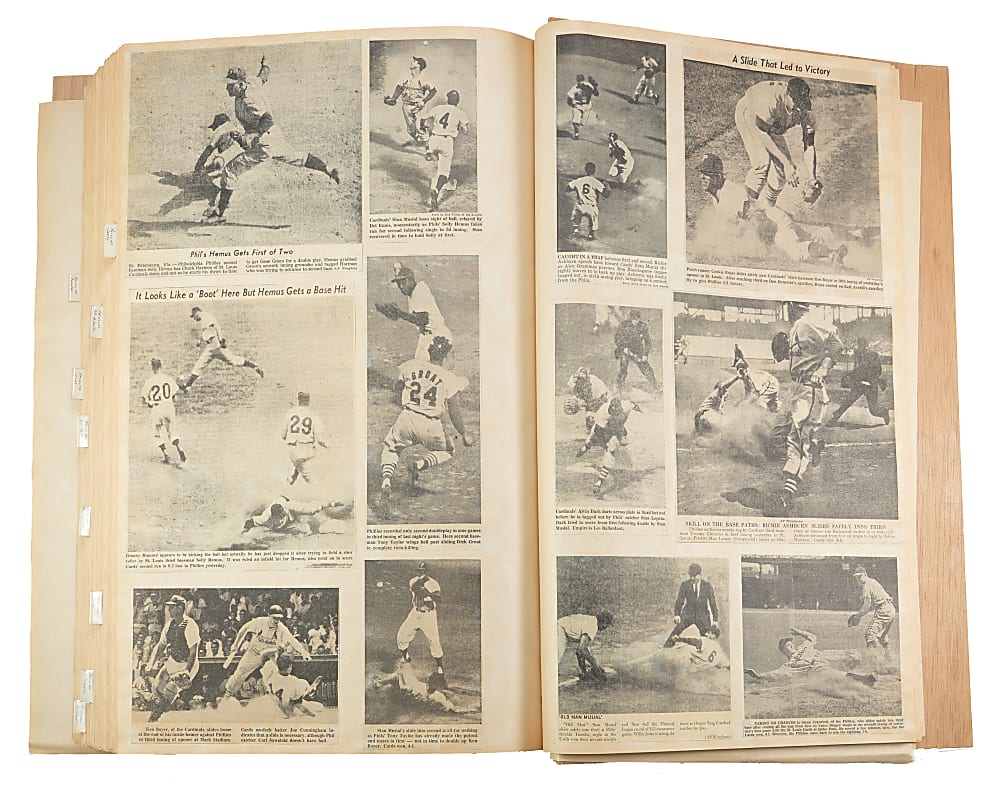 1940s-1960s Philadelphia Phillies Oversized Scrapbook with Sliding Play Emphasis - Loaded with Hall of Famers
