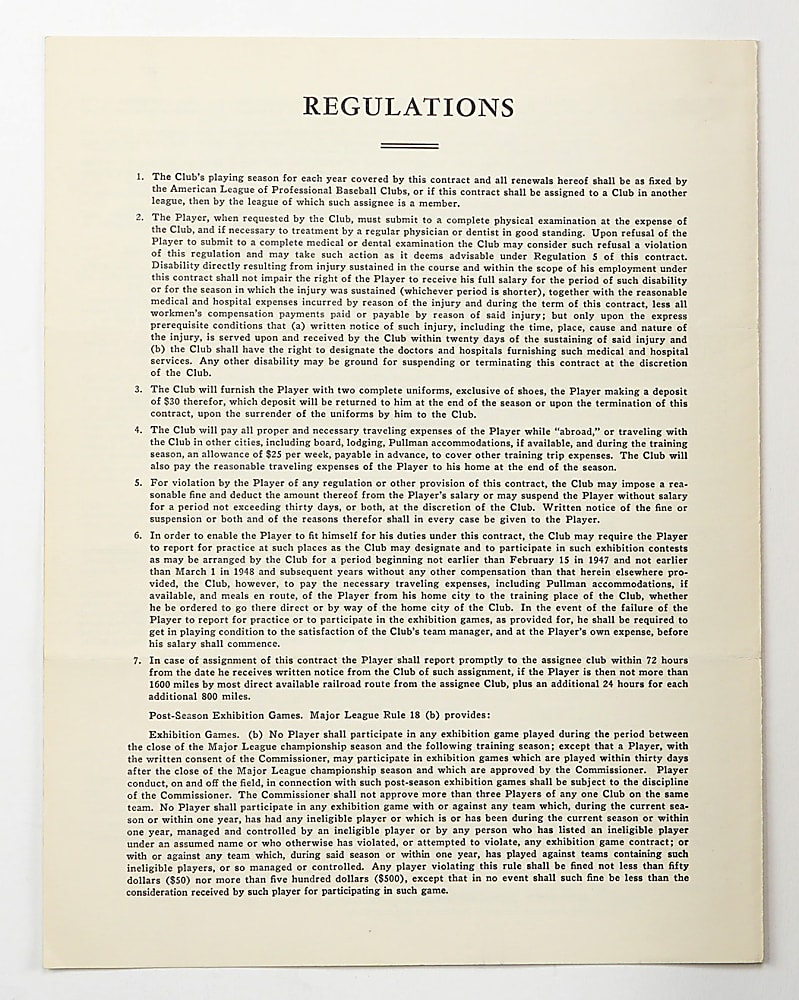 1950's Vern Stephens Game Used Bat & 1955 Uniform Player's Contract Signed by Stephens & Harridge