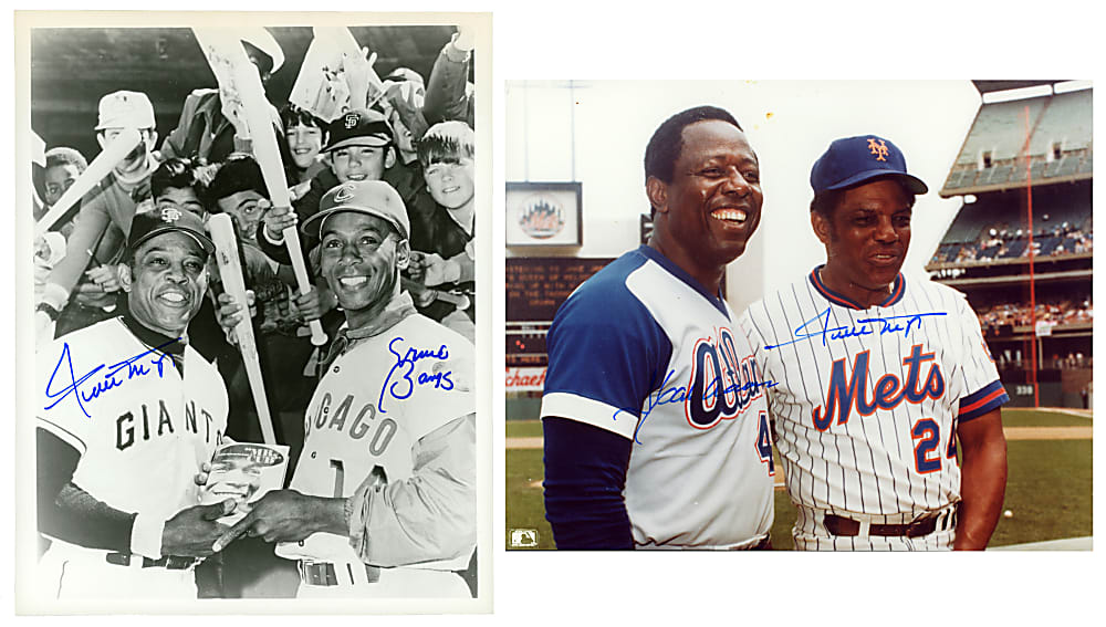 Hall of Famer Dual-Signed Photographs (2) with Ernie Banks/Willie Mays & Hank Aaron/Willie Mays
