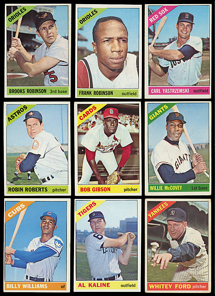 1966 Topps Near Set (595/598) with 4 PSA Graded High Numbers Plus 11 Variations - 606 Total Cards