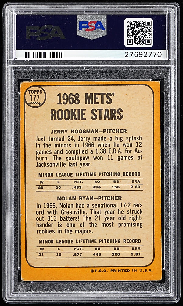 1968 Topps #177 Nolan Ryan Rookie PSA VG-EX 4