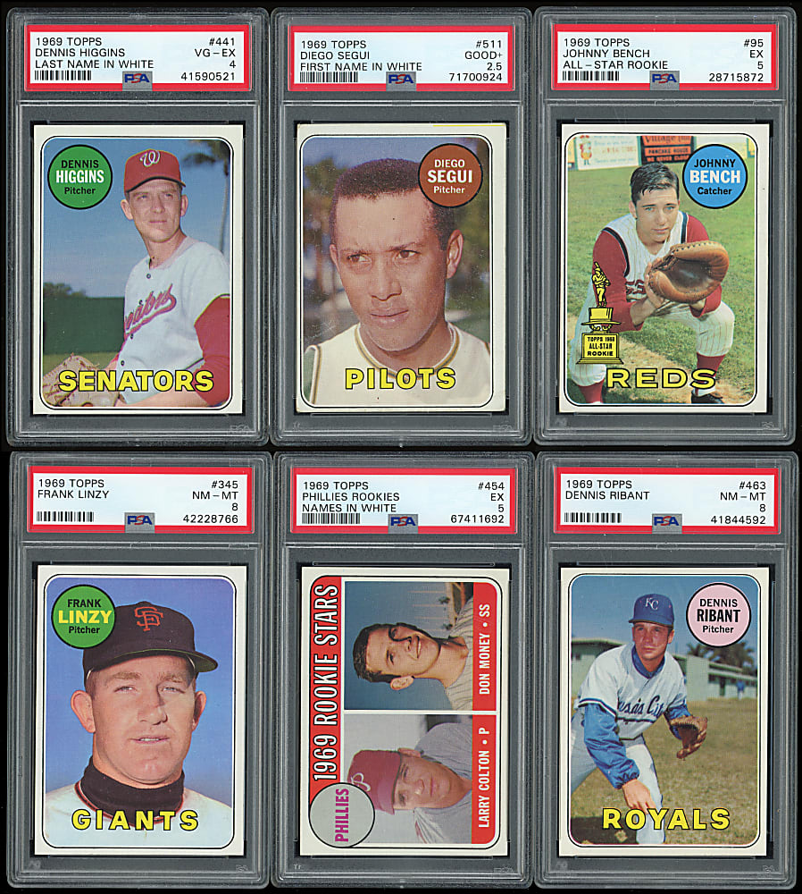 1969 Topps Near Set (658/664) with 6 PSA Graded Plus 29 Variations Including (21/23) White Letter Near Set - 687 Total Cards