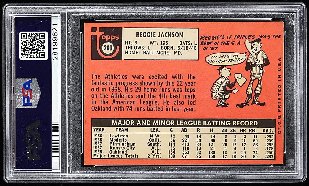 1969 Topps #260 Reggie Jackson Rookie PSA EX 5
