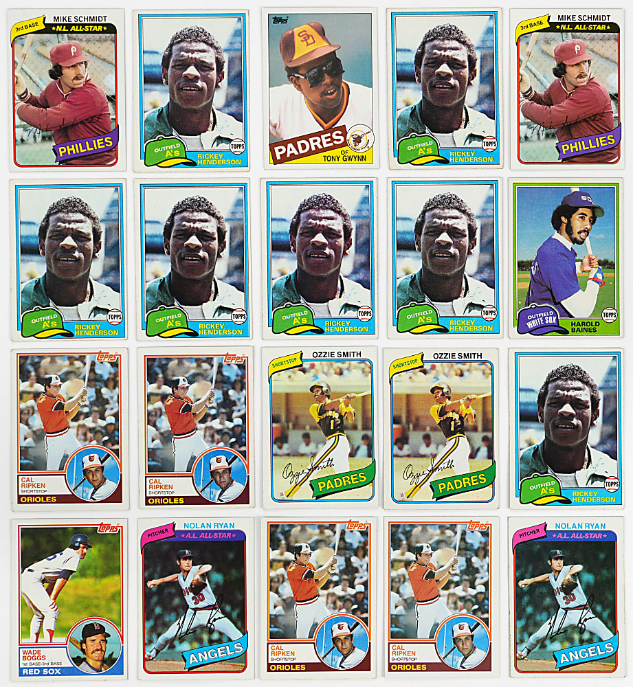 1980-1985 Topps Singles Hoard (16,000+) with (1,600+) Hall of Famers Including PSA NM-MT 8 Mattingly, McGwire & Ripken Rookies