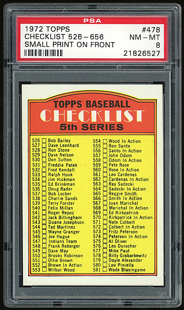 1972 Topps Near Set (783/787) Plus (6) Color Variations - (789) Total Cards