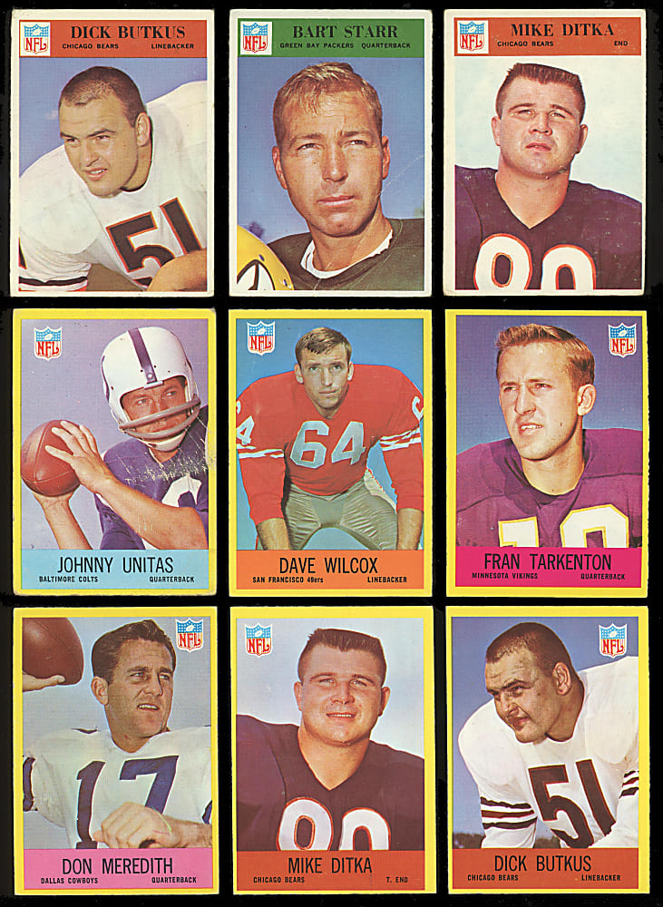 1965-1967 Philadelphia Football Near Set Run (3) - 556 Total Cards with 5 Graded