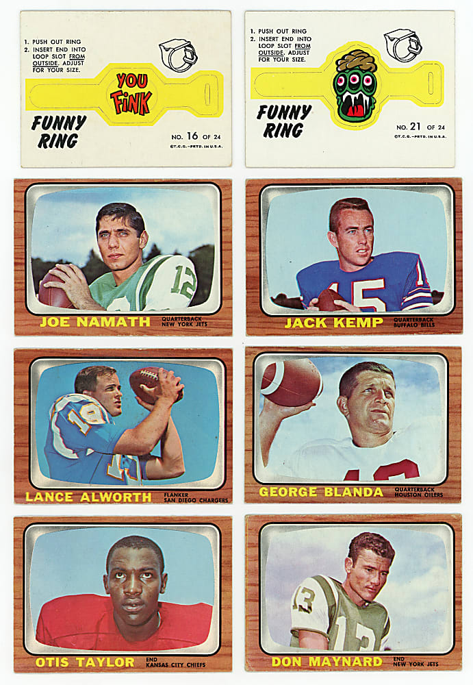 1966 Topps Football Near Set (127/132) Plus (5) Unpunched Funny Rings
