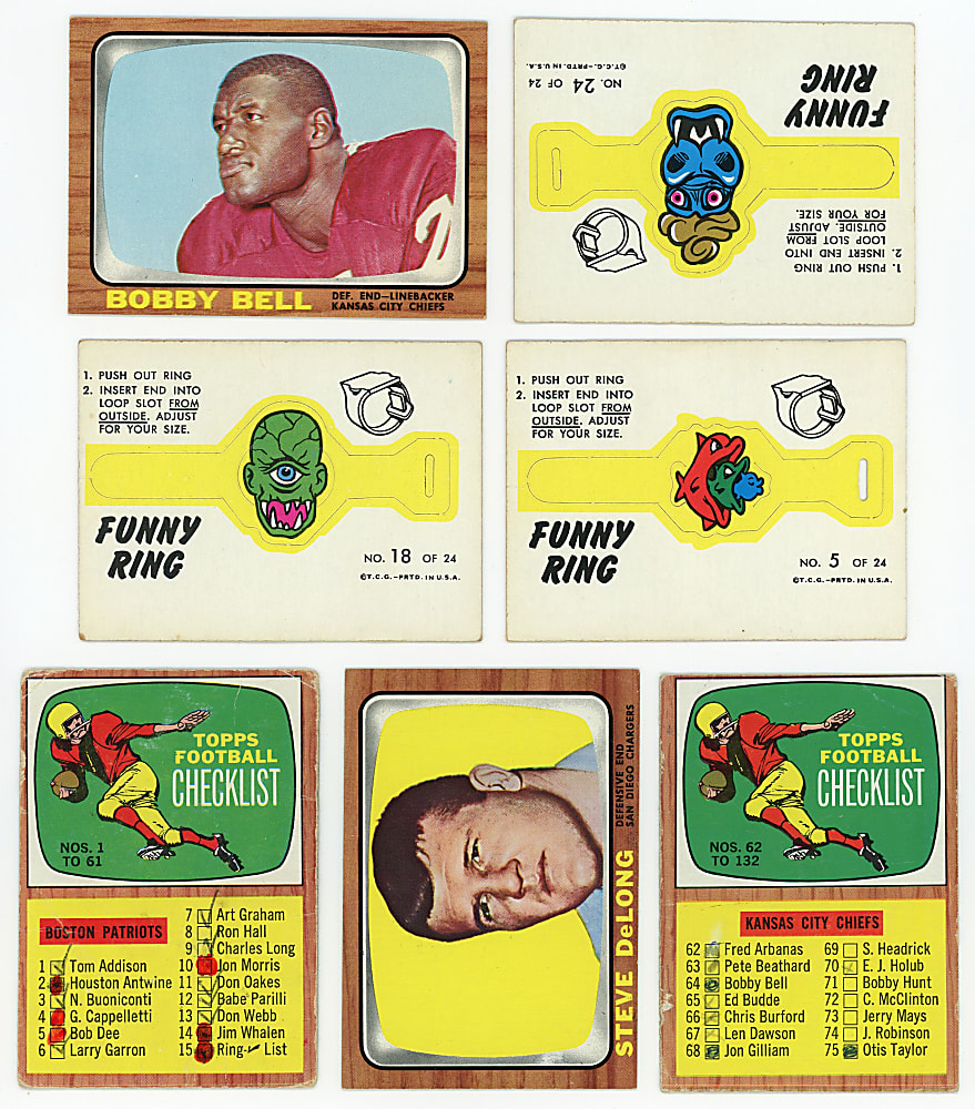 1966 Topps Football Near Set (127/132) Plus (5) Unpunched Funny Rings