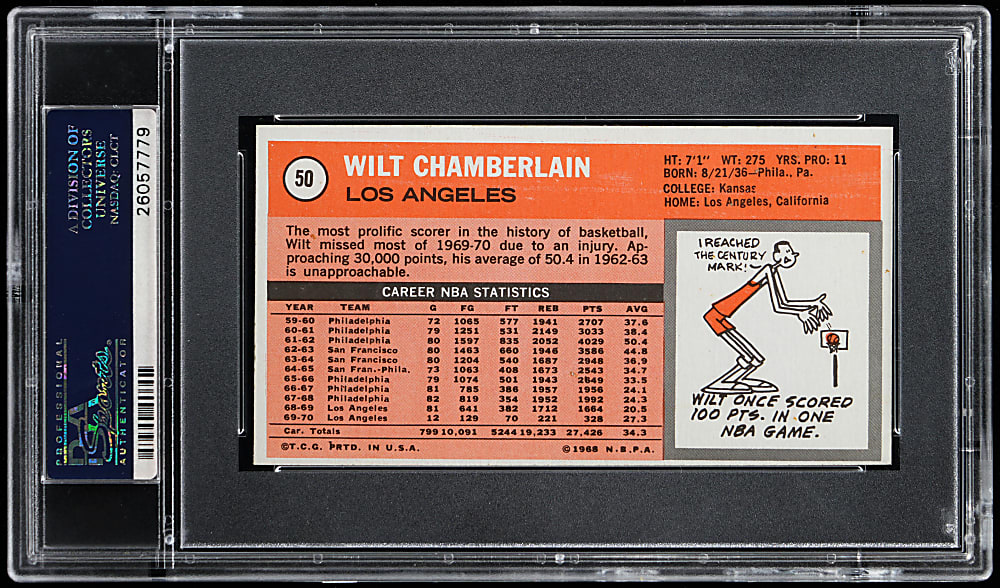 1970-1971 Topps Basketball #50 Wilt Chamberlain PSA NM 7