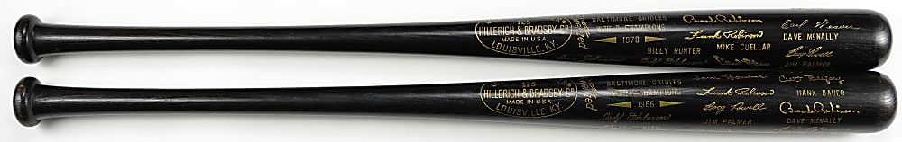 1966 & 1970 Baltimore Orioles World Champions Black Bat Pair