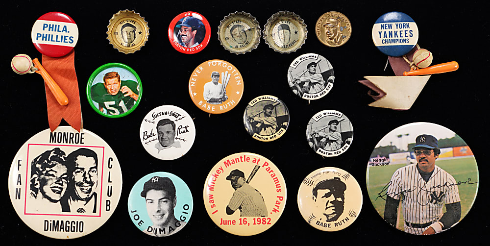 1910s-1980s Multi-Sport Pins & Caps Collection (85+) with Many Hall of Famers