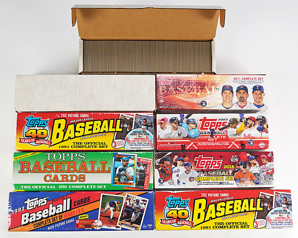 1982-2023 Topps/Donruss Complete Set & Unopened Box Collection (21) with (2) 1982 Topps Traded