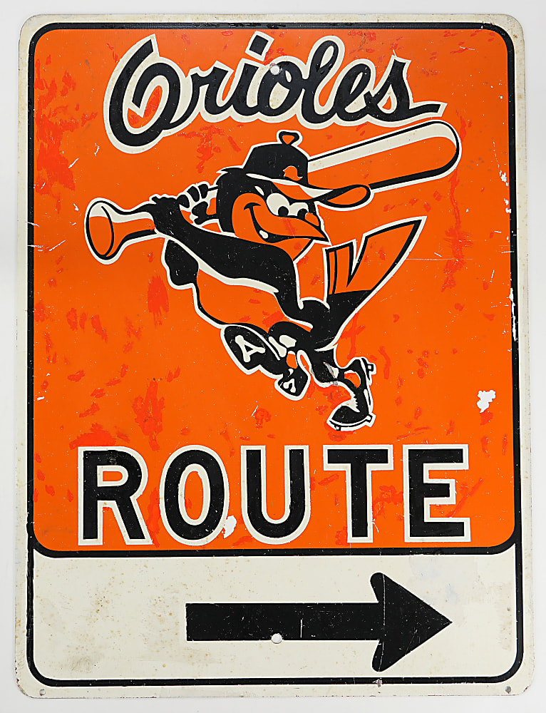 1970s Baltimore Memorial Stadium Metal Street Signs (2) with Orioles & Colts