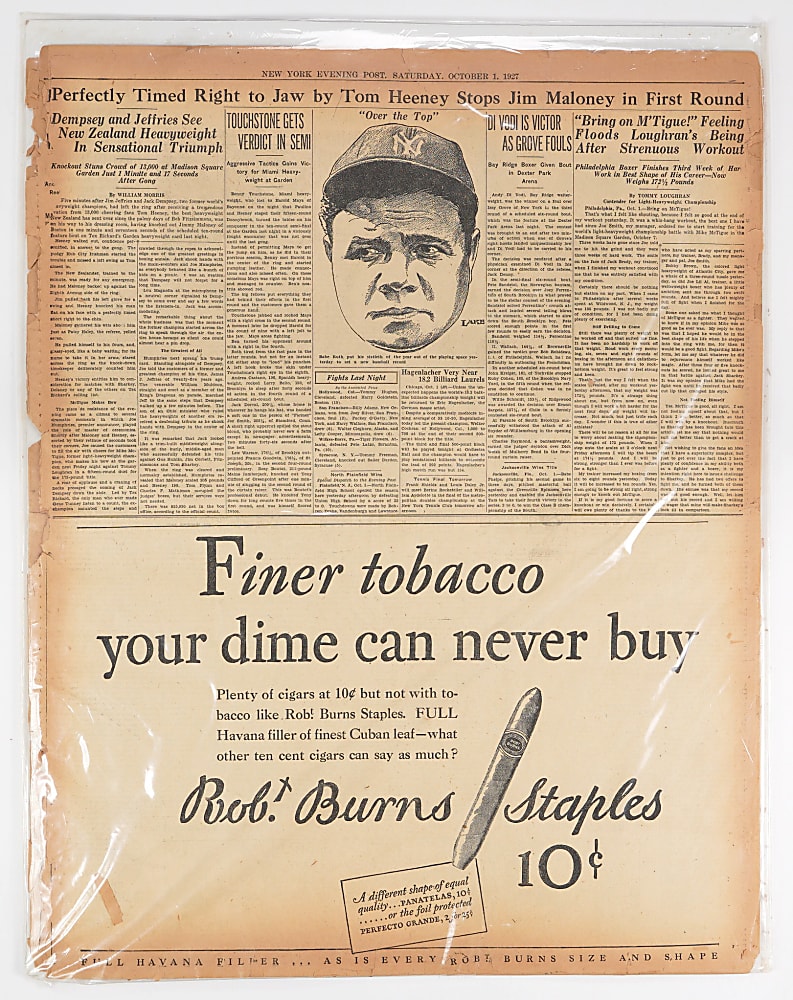 1921-1927 Major Baseball Events Newspaper Trio with 1921 Joe Jackson/Black Sox Courtroom Proceedings & 1927 Babe Ruth’s 60th Home Run