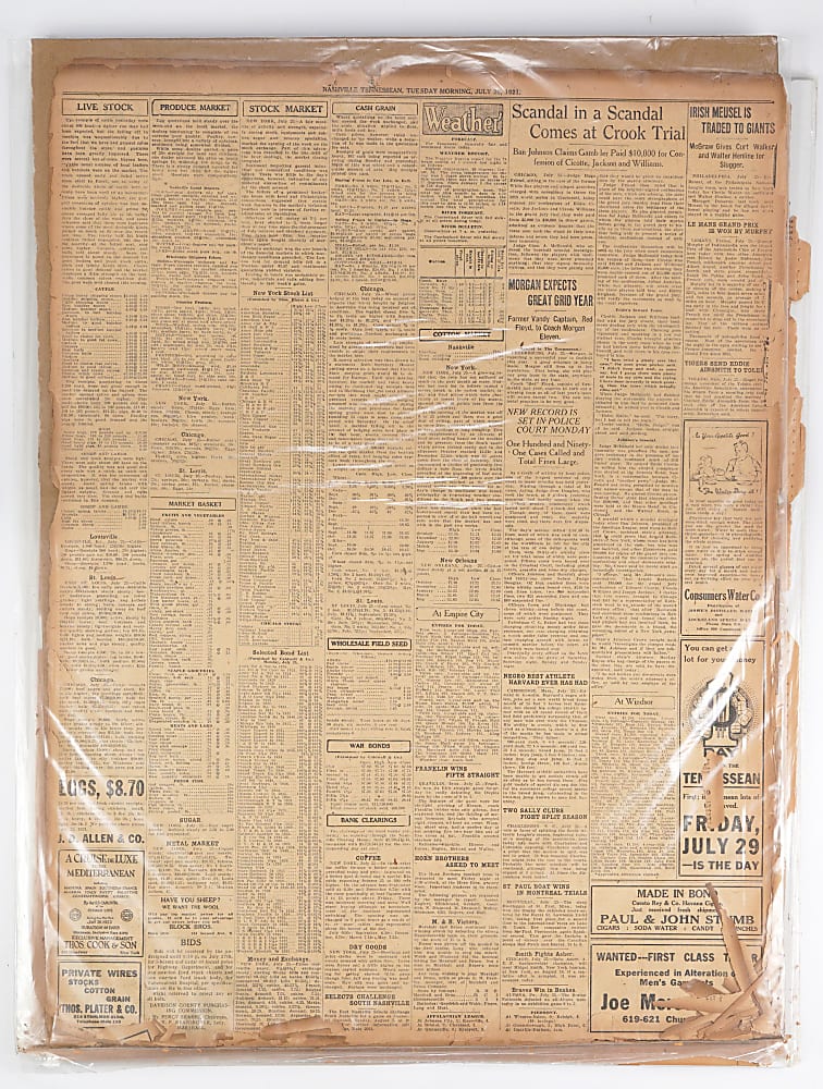 1921-1927 Major Baseball Events Newspaper Trio with 1921 Joe Jackson/Black Sox Courtroom Proceedings & 1927 Babe Ruth’s 60th Home Run
