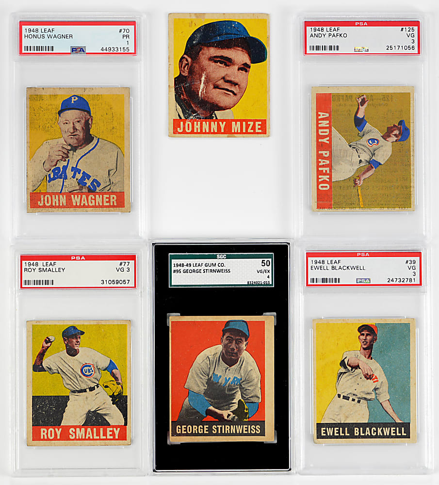 1948 Leaf Starter Set (34/98) with (21) Graded Including PSA Honus Wagner