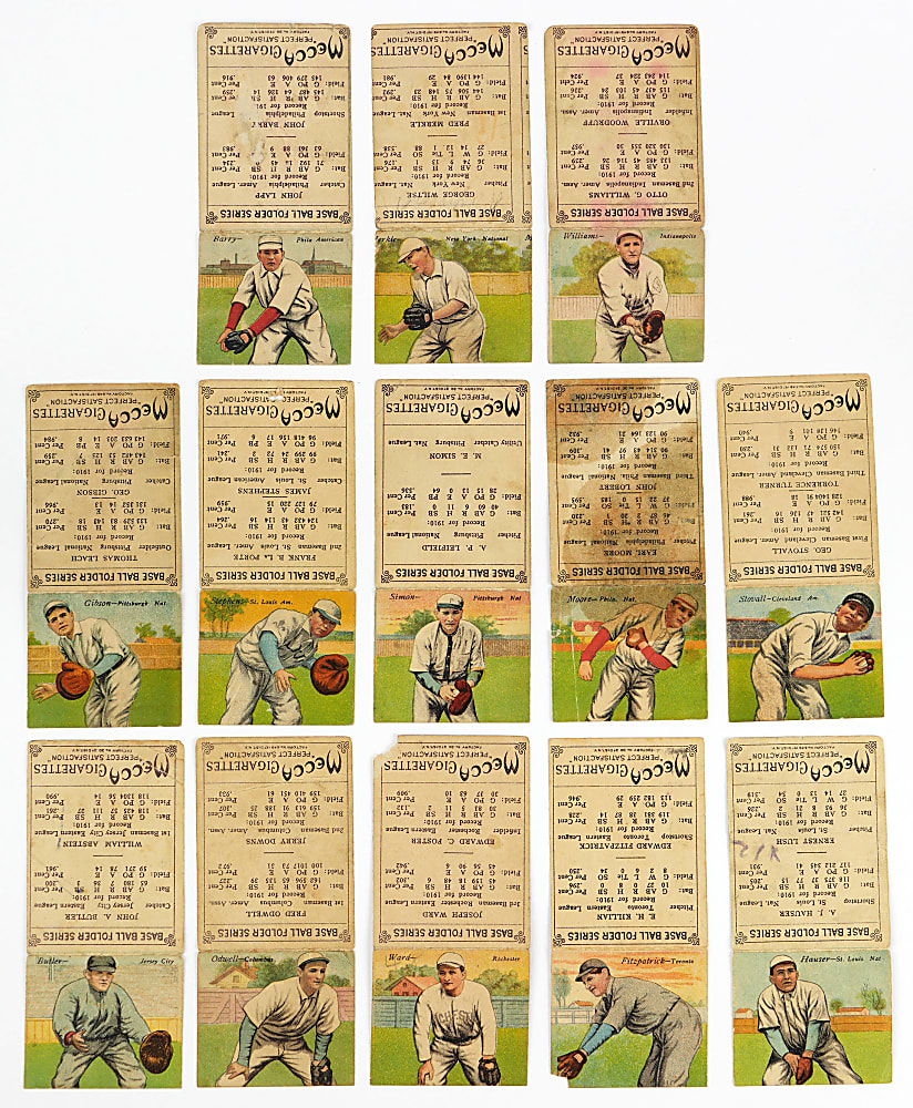 1911 T201 Mecca Double Folders Starter Set (16) with (3) Hall of Famers & PSA Graded Mordecai Brown