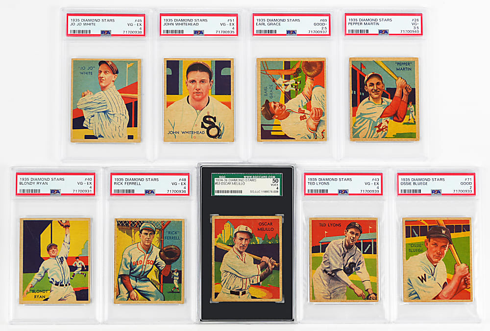 1934-1936 Diamond Stars Graded Group (9) with (2) Hall of Famers