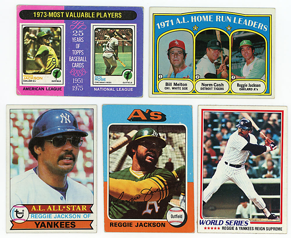 1969-1980 Topps Reggie Jackson Collection (14) with 1969 Topps #260 Rookie
