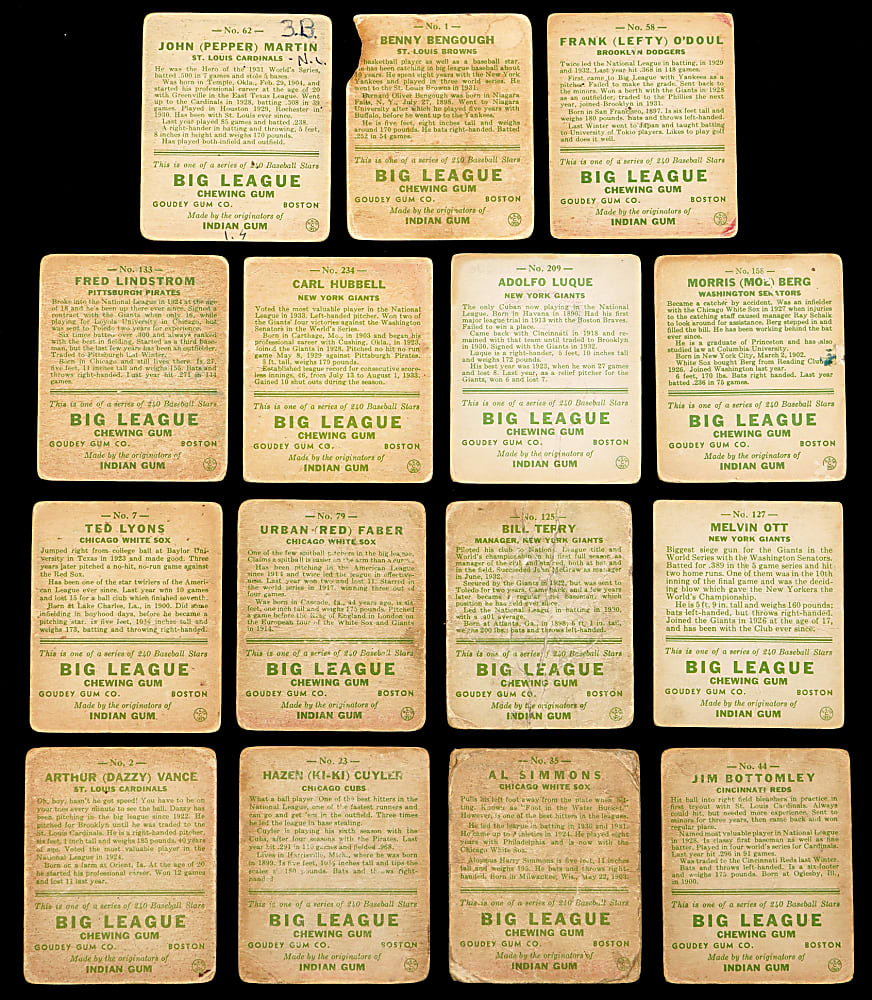 1933 Goudey Starter Set (89) with (10) Hall of Famers