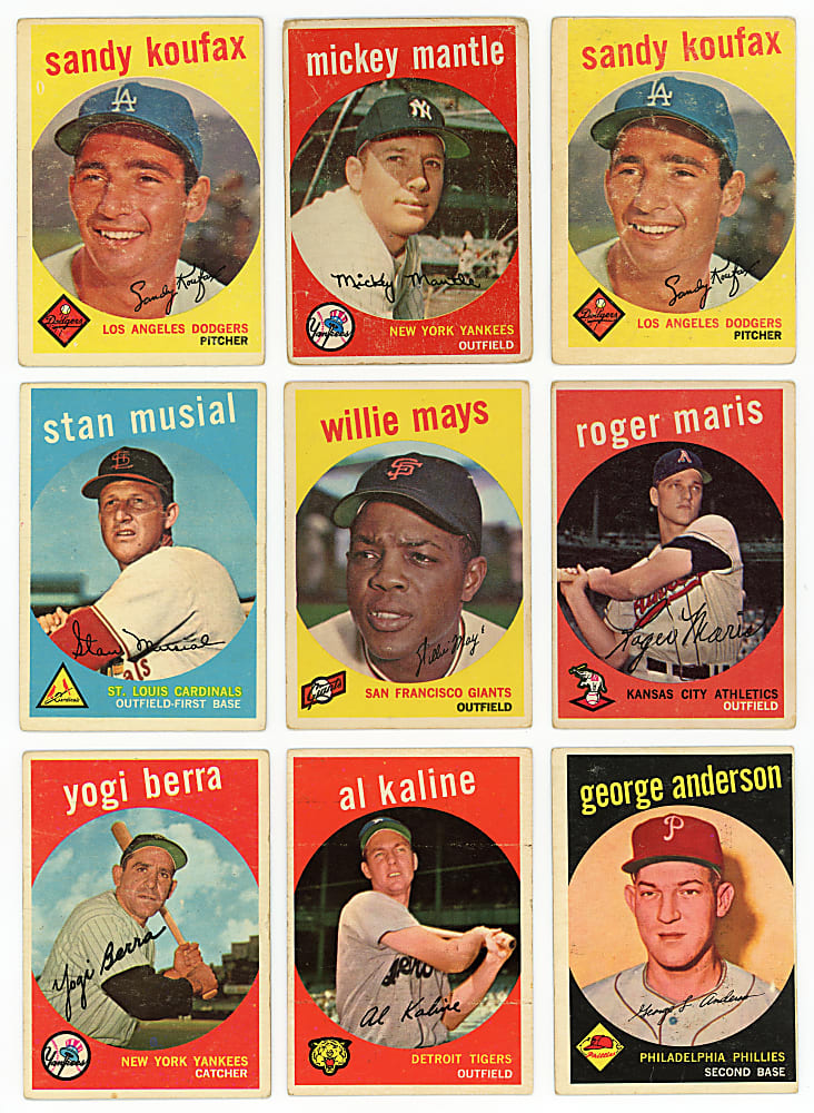 1959 Topps Shoebox Collection (446) with (36) Hall of Famers Including #10 Mickey Mantle