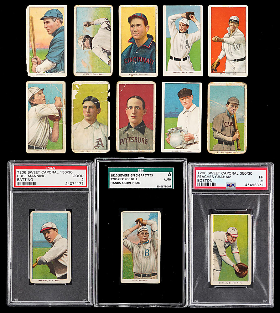 1909-1911 T206 White Border Starter Set (115) with 3 Graded & 5 Hall of Famers