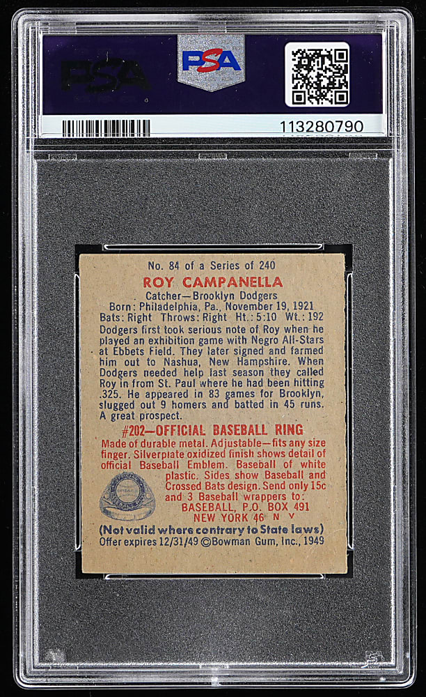 1949 Bowman #84 Roy Campanella Rookie PSA VG-EX 4