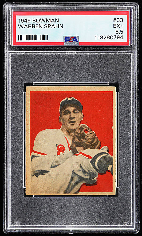 1949 Bowman #33 Warren Spahn PSA EX+ 5.5