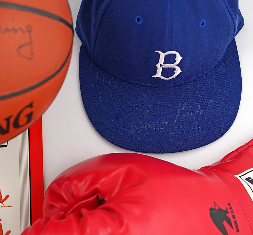 Signed Multi-Sport Collection (7) With Ali, Koufax & Multi-Signed Heisman Mini-Helmet