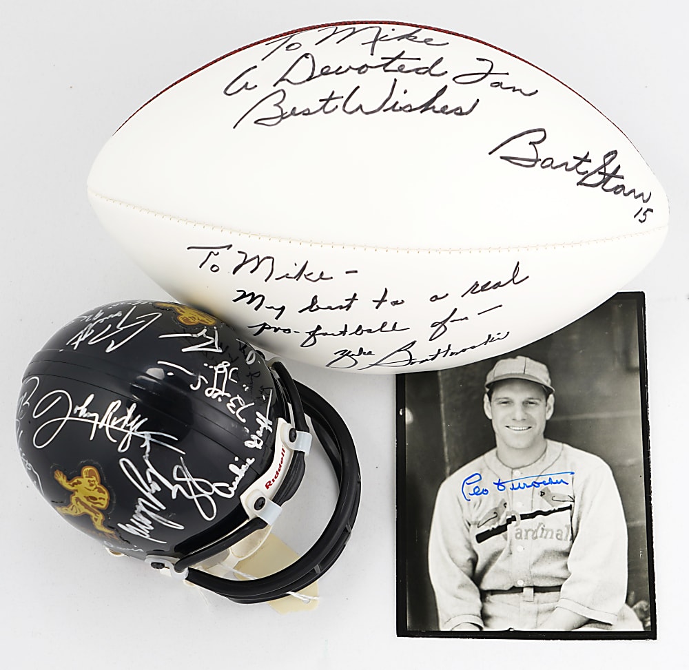 Signed Multi-Sport Collection (7) With Ali, Koufax & Multi-Signed Heisman Mini-Helmet