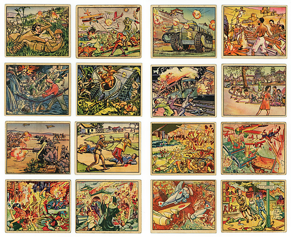 1938 R69 Gum Inc. Horrors of War Partial Set (219/288) with (4) Keys & (34) High Series