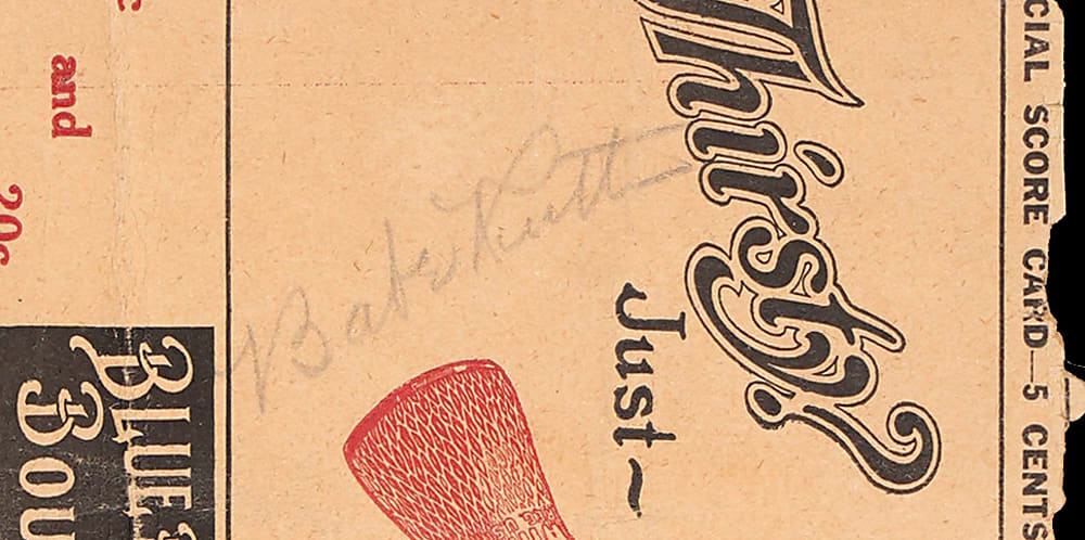 1927 Babe Ruth Boldly Signed New York Yankees at St. Louis Browns Scorecard Cover - PSA/DNA NM-MT 8