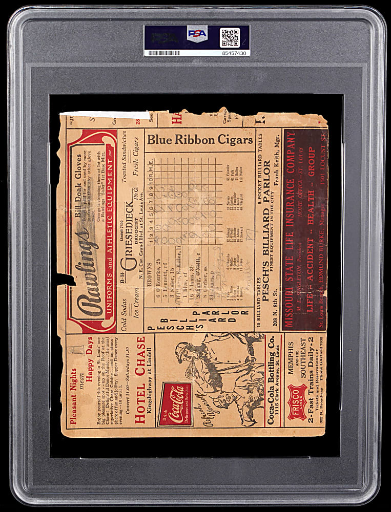 1927 Babe Ruth Boldly Signed New York Yankees at St. Louis Browns Scorecard Cover - PSA/DNA NM-MT 8