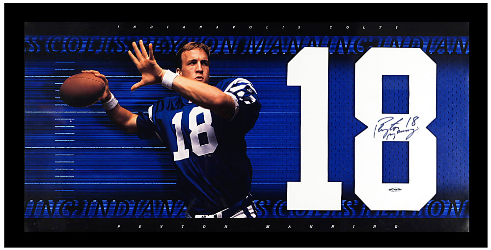 Peyton Manning Signed Indianapolis Colts Jersey Number 18 Framed Display - UDA COA