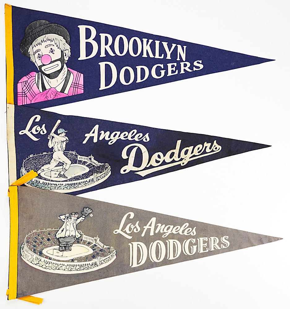 1950s-1960s Brooklyn/ Los Angeles Dodgers Pennant Group (5)