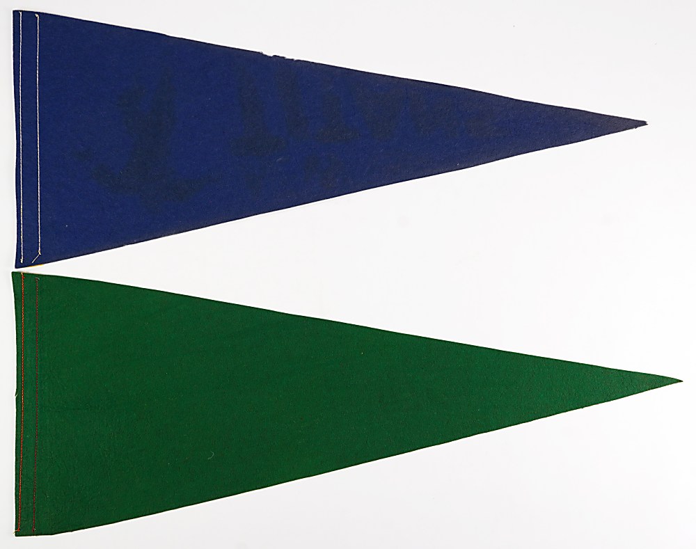 1960s New York Titans/Jets Rare AFL Pennants (2) with First Pennant & Joe Namath/Statue of Liberty