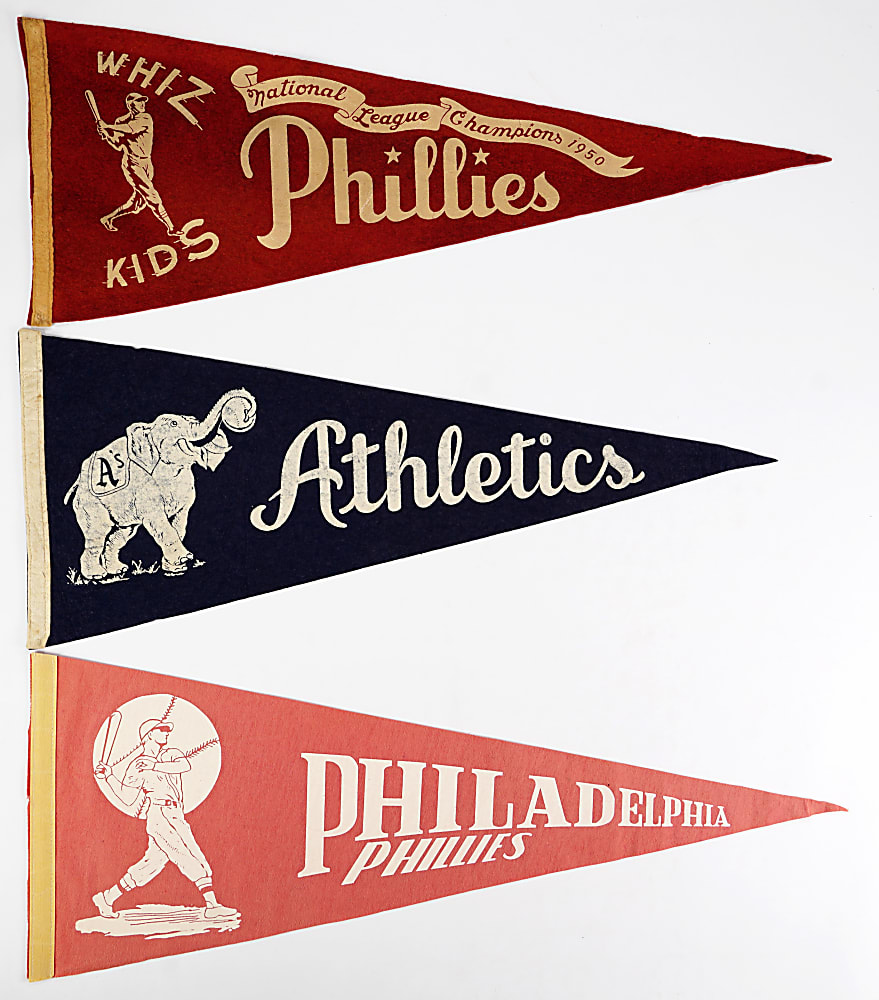 1940s-1960s Philadelphia Athletics/ Phillies Pennant Group (3)