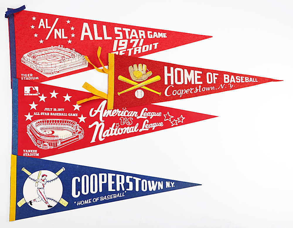 1950s-1970s World Series/All-Star/Cooperstown Pennant Collection (7)