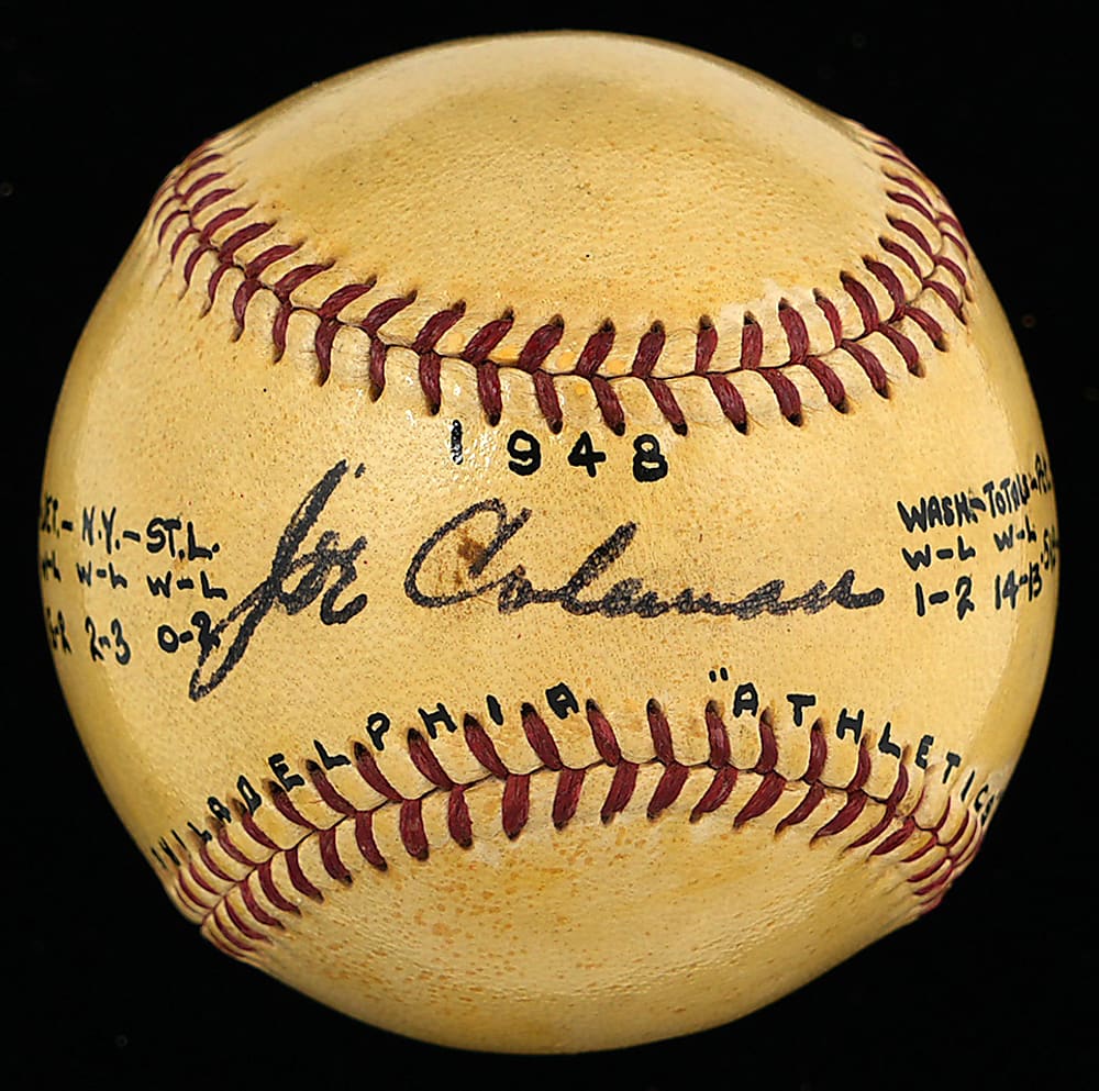 1948 Joe Coleman Single-Signed OAL/Harridge Stat Baseball