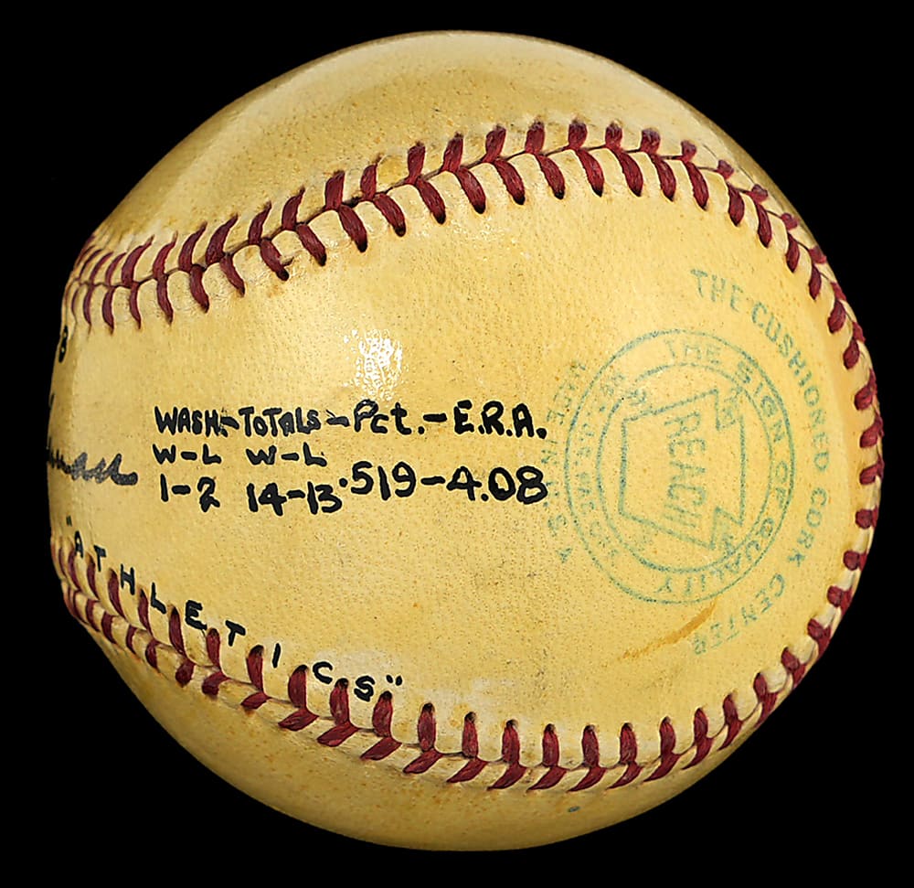 1948 Joe Coleman Single-Signed OAL/Harridge Stat Baseball