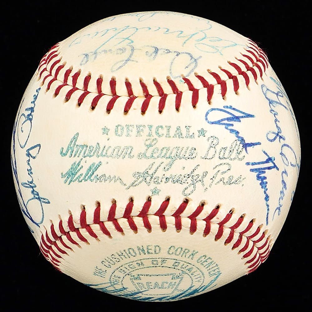 1958 National League All-Stars Team-Signed OAL/Harridge Baseball with (7) Hall of Famers Including Aaron, Banks & Mays